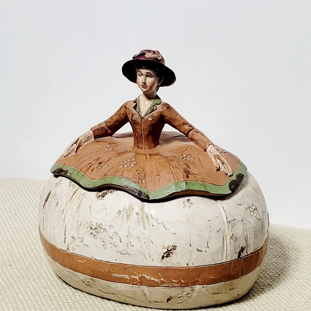 Vintage Appalachian Working Woman Powder Box Folk Art - Picture 5 of 15